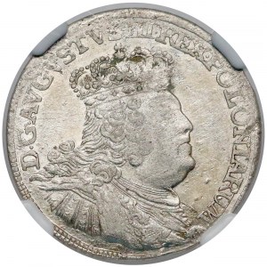 August III Sas, Szóstak Lipsk 1756 EC - owalna - NGC AU55