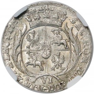 August III Sas, Szóstak Lipsk 1756 EC - owalna - NGC AU55