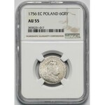 August III Sas, Szóstak Lipsk 1756 EC - owalna - NGC AU55