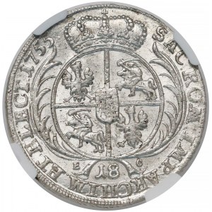 August III Sas, Ort Lipsk 1755 EC - małe popiersie - NGC MS62