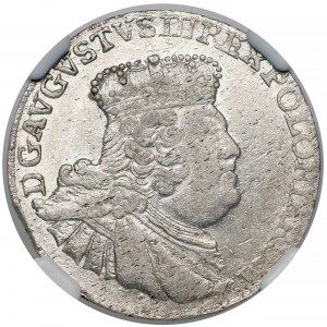 August III Sas, Szóstak Lipsk 1756 EC - okrągła - NGC AU58