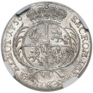 August III Sas, Szóstak Lipsk 1756 EC - okrągła - NGC AU58