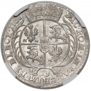 August III Sas, Ort Lipsk 1756 EC - małe popiersie, inne - NGC AU58