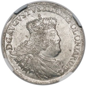 August III Sas, Ort Lipsk 1756 EC - małe popiersie - NGC MS61