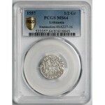 Zygmunt II August, Półgrosz Wilno 1557 - piękny - PCGS MS64