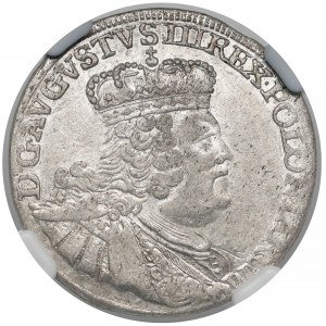 August III Sas, Szóstak Lipsk 1756 EC - owalna - NGC AU55