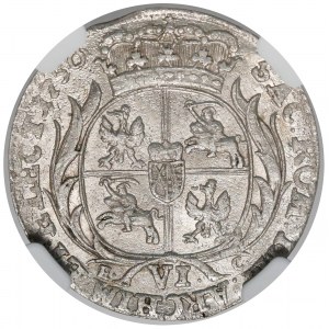 August III Sas, Szóstak Lipsk 1756 EC - owalna - NGC AU55