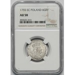 August III Sas, Szóstak Lipsk 1755 EC - NGC AU58