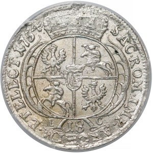 August III Sas, Ort Lipsk 1754 EC - masywne - PCGS MS63