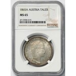 Austria, Franciszek Józef I, Talar 1865-A - PIĘKNY - NGC MS65 (MAX)