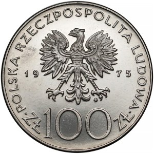 Próba NIKIEL 100 złotych 1975 Modrzejewska - głowa 