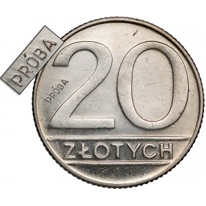 Próba MIEDZIONIKIEL 20 złotych 1989 - mały napis równolegle - b. rzadka