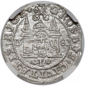 Stefan Batory, Grosz Ryga 1581 - pełna data - NGC MS61