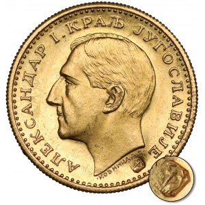 Jugoslawien, 1 Dukat 1931 mit Gegenstempel Schwert für Bosnien