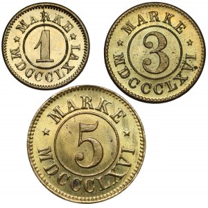 Rosja, Estonia, Tartu (Dorpat) 1, 3 i 5 marek 1866 (3szt)