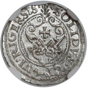 Zygmunt III Waza, Szeląg Ryga 1621 - bez listków - NGC MS64