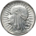 Głowa Kobiety 5 złotych 1932 zn, Warszawa - rzadkie - NGC AU55