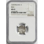 Zygmunt III Waza, Szeląg Ryga 1618 - RIGE - NGC MS63
