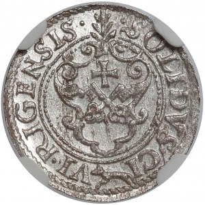Zygmunt III Waza, Szeląg Ryga 1621 - bez listków - NGC MS64
