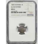 Wolne Miasto Gdańsk, SREBRO Szeląg 1808-M - NGC MS61