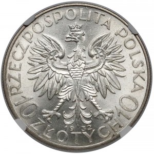 Głowa Kobiety 10 złotych 1932 zn, Warszawa - NGC MS64
