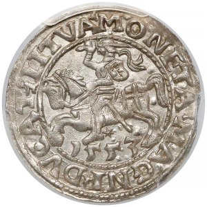 Zygmunt II August, Półgrosz Wilno 1553 - duża data - PCGS MS63
