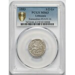 Zygmunt II August, Półgrosz Wilno 1553 - duża data - PCGS MS63