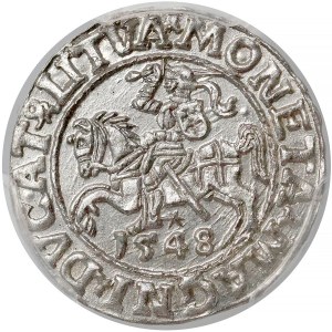 Zygmunt II August, Półgrosz Wilno 1548 - arabska - LI - PCGS MS64