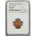 1 grosz 1840 MW, Warszawa - przebitka z 1837 - PIĘKNY - NGC MS64 RD