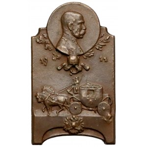 Cap badge: donation badge 1914, Emperor Franz Joseph & Mail Coach