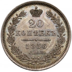 Rosja, Aleksander II, 20 kopiejek 1856 ФБ - piękne