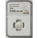 Zygmunt III Waza, Grosz (półtorak) Ryga 1616 - NGC MS62