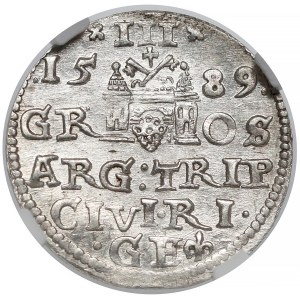 Zygmunt III Waza, Trojak Ryga 1589 - NGC MS62