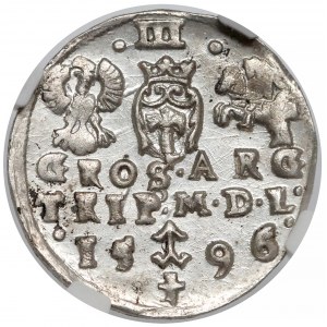 Zygmunt III Waza, Trojak Wilno 1596 - Prus - NGC MS61