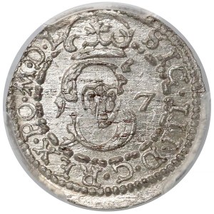 Zygmunt III Waza, Szeląg Wilno 1617 - Bogoria wysoko - PIĘKNY - PCGS MS64