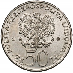 Próba MIEDZIONKIEL 50 złotych 1980 Chrobry - b. rzadki