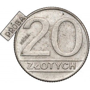 Próba MIEDZIONIKIEL 20 złotych 1989 - mały napis równolegle - b. rzadka