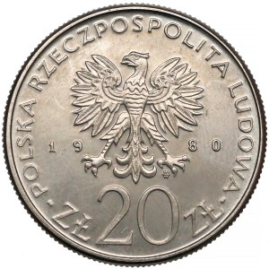 Próba MIEDZIONKIEL 20 złotych 1980 Dar Pomorza - rzadkość