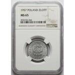 1 złoty 1957 - skrętka - NGC MS65