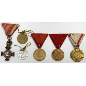 Zestaw odznaczeń i medali pamiątkowych w tym 2x Cieszyn 1906 (6)