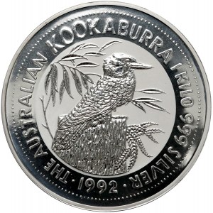 Australia, 30 dolarów 1992 - Kookaburra - KILOGRAM srebra