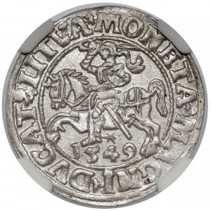 Zygmunt II August, Półgrosz Wilno 1549 - wygięta - NGC MS61