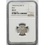 Zygmunt III Waza, Szeląg Ryga 1599/8 - przebitka - NGC MS63