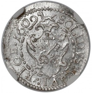 Zygmunt III Waza, Szeląg Ryga 1609 - data w otoku - NGC MS62