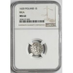 Zygmunt III Waza, Szeląg Ryga 1620 - Lis w prawo - PMDL - NGC MS62