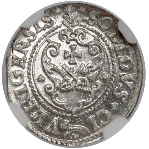 Zygmunt III Waza, Szeląg Ryga 1621 - listki do góry - NGC MS63