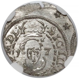 Zygmunt III Waza, Szeląg Wilno 1617 - Bogoria nisko - NGC MS63