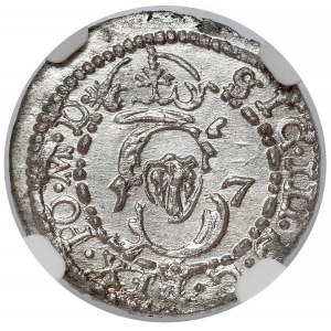 Zygmunt III Waza, Szeląg Wilno 1617 - bez L - rzadki - NGC MS66