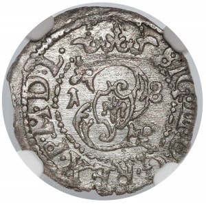 Zygmunt III Waza, Szeląg Wilno 1618 - ODWRÓCONY monogram - NGC MS62