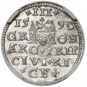 Zygmunt III Waza, Trojak Ryga 1590 - NGC MS63